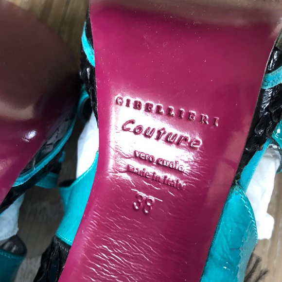 Gibellieri Couture Teal & Black Heels - Picture 4 of 8